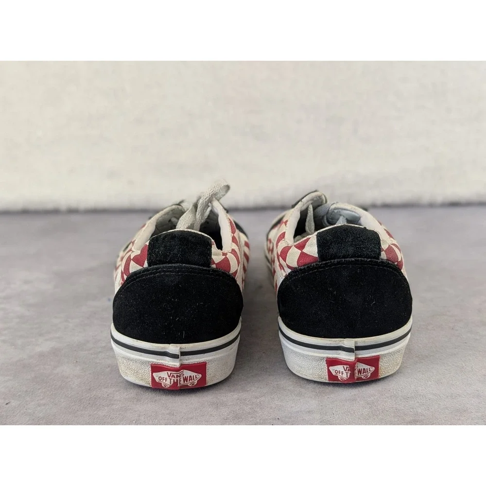 Vans Ward Low Top Checkerboard Sneakers Red Black White Women 7.5 500714